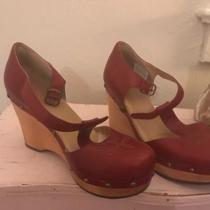 Red ugg wedge maryjanes
